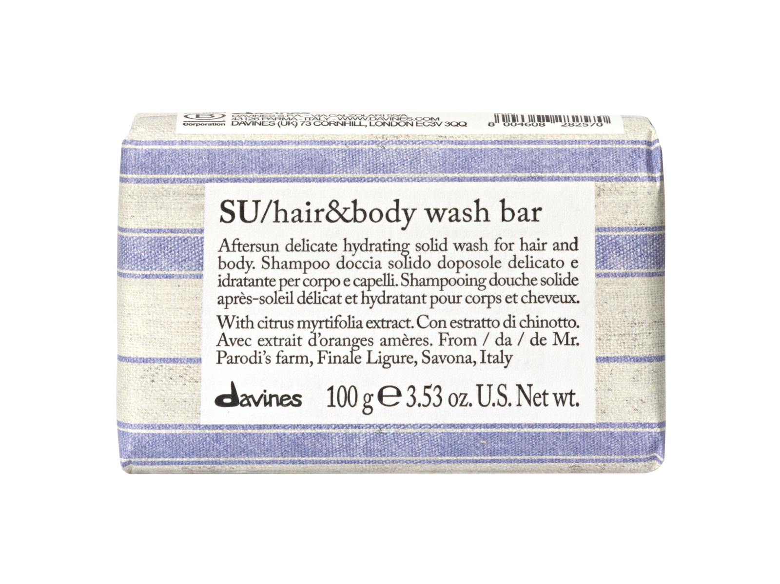 Davines SU Hair & Body Wash Bar 100g