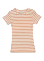 T-shirt S/S Modal Striped - Peach Naught/Eggnog fra Petit Piao