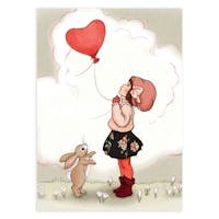 Belle & Boo, Heart Shaped Balloon - Postkort