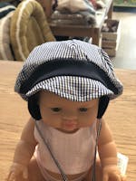 Baby myk Caps med snor - Blå/hvit rutete fra Maximo