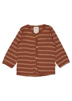 Ull stripete Cardigan  - Rust/Cream - fra Petit Piao